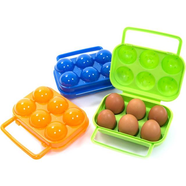 (6 grid) Outdoor Camping Tableware Portable Camping Picnic BBQ Egg Box Container Egg Storage Boxes Travel Kitchen Utensils Camping Gear