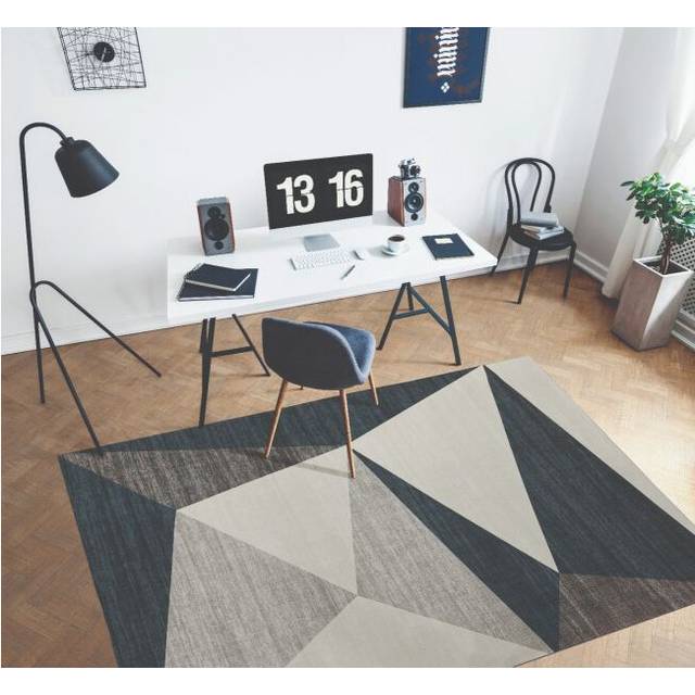 (120cm X 160cm, Modern Geo Blue) Modern 8mm Thick Anti-Shed Stain-Resistant Rug