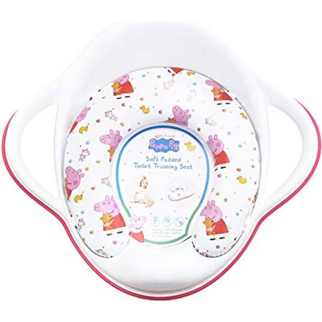 Soft Padded Toilet Seat, White/Pink Portable Potty Detachable Cushion, Easy Wipe Cleaning Anti Stick Lightweight 18m+ Toddler, Max Weight 25kg