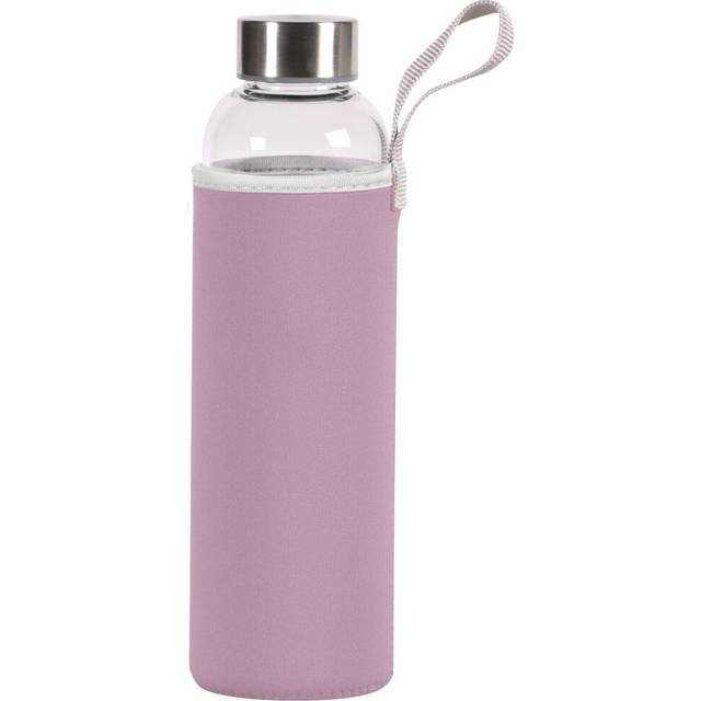 (Pink) Glass Water Bottle 550ml Drinking Sports Gym