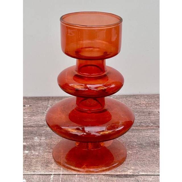 Red Recycled Glass Tea light Holder