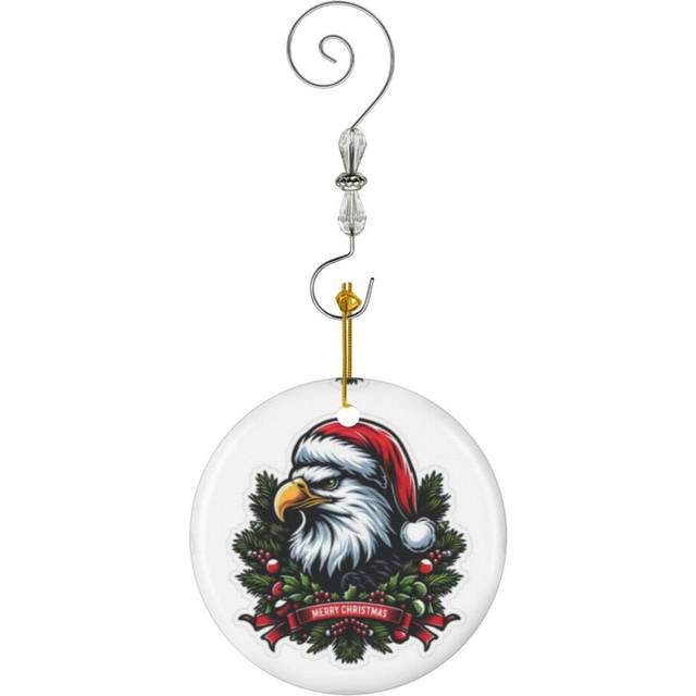(Majestic Bald Eagle Christmas Patriotic Holiday Decor_2257) Christmas Ornaments Ceramic with Crystal Hook Xmas Handmade Tree Decorations KeepsakeÂGi