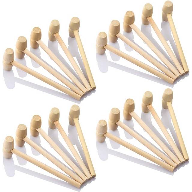 20Pcs Wood Hammers, Wooden Hammer for Chocolate, Multi- Solid
