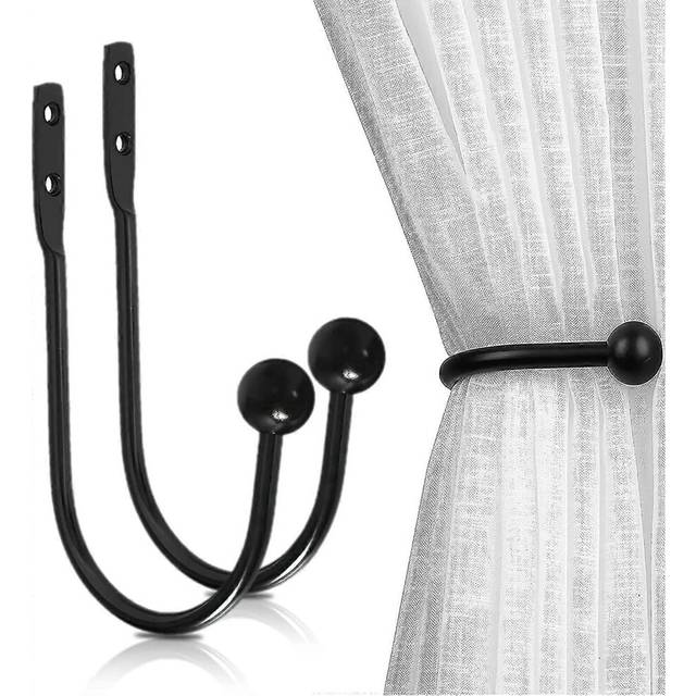 (As show, One size) Curtain Holdback, 2 Pcs Curtain Tie Back Hook With Screws, Wall Mounted Tieback Hook Drapery Accessories For Window Shower Curtain