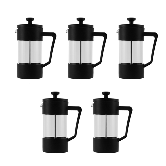 5X French Press Coffee & Tea Maker, Thickened Borosilicate Glass Rust-Free and Dishwasher Safe,Black