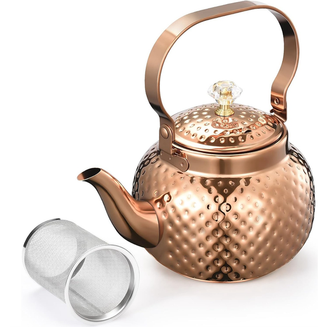 Teapot with Infuser 1.2 L,Kettle Removable Filter,Bronze