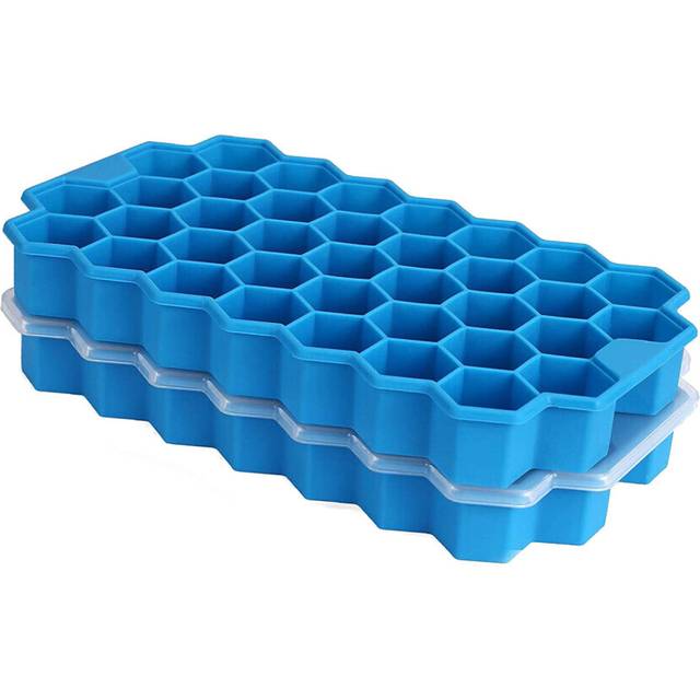 Ice Square Trays,2 Pack Silicone Ice Square Molds with Lids,74-Ice Trays,for Whiskey,Cocktail,Chilled Drinks