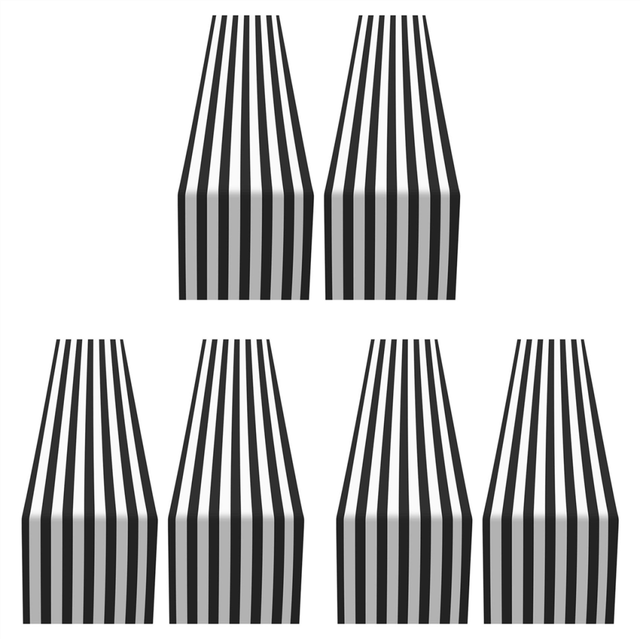 Striped Table Runner Polyester Decor Tablecloth for Indoor Outdoor Events Family Dinner(Black and White,6 Pack)