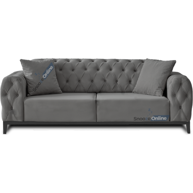 (Grey Velvet, 3 Seater Sofa) Snooze Online Velvet Chesterfield Sofas 3 and 2 Seater Sofas | Button Tufted Sofas and Couches | Sofa Set with Matching L