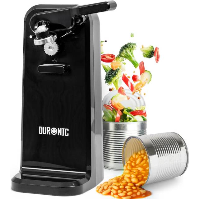 Duronic Electric Can Opener CO40 Automatic Tin Openers with Knife Sharpener Bottle Opener One-Touch Can Openers for Arthritis Limited Mobility - Black