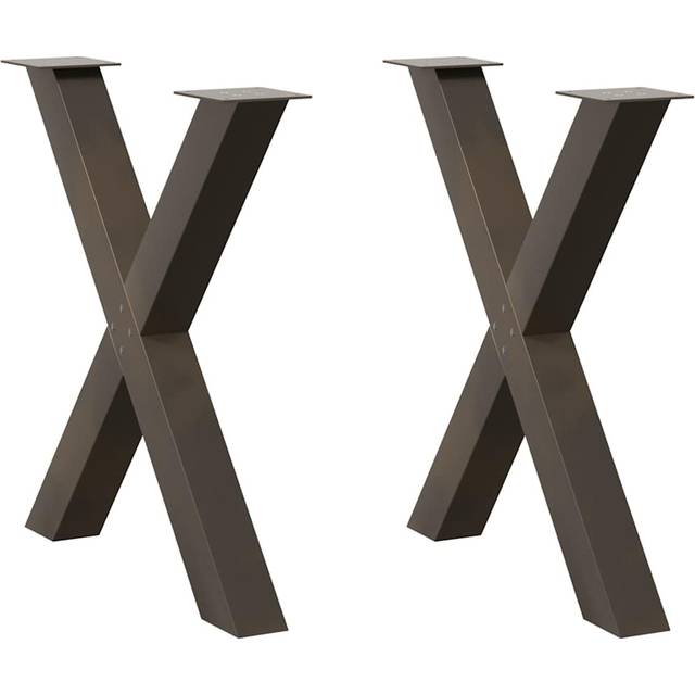 Matbordsben X-formad 2 st naturstål 80x(72-73) cm stål