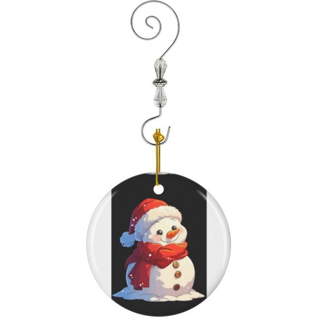 (Cute Christmas Snowman 03_1132) Christmas Ornaments Ceramic with Crystal Hook Xmas Handmade Tree Decorations KeepsakeÂGifts Stocking Stuffer