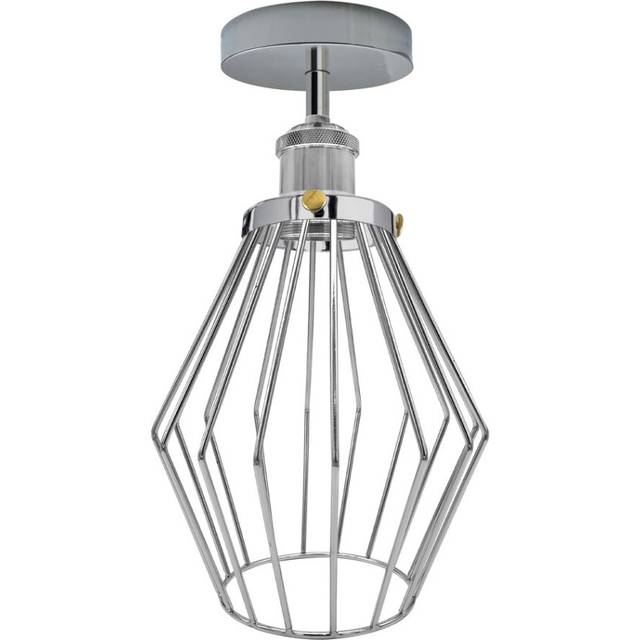Vintage Retro Chrome Colour Ceiling Light fixtures Industrial Metal Semi Flush Mount E27 Base Screw Type Edison