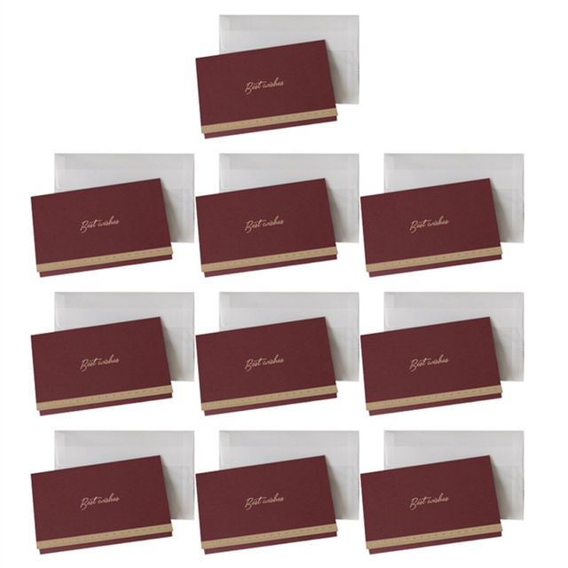 10PC Wedding Greeting Card with Envelopes,Best Wishes Notes Red