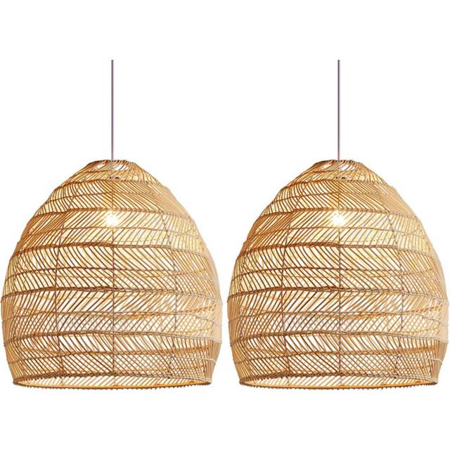 2X Rattan Lamp Pendant Light Vintage Hanging Shades E27 Living Room Dining Home Decor Cafe Restaurant Hanglamp