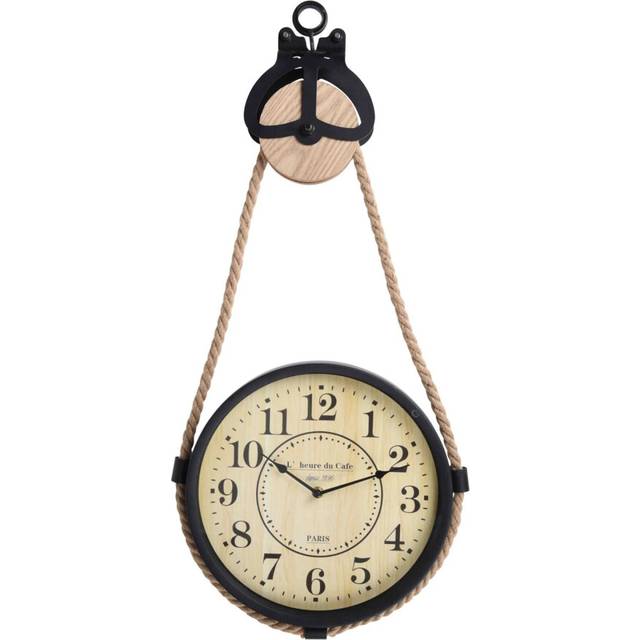 Industrial french style clock on pulley | rustic paris metal hanging wall clock