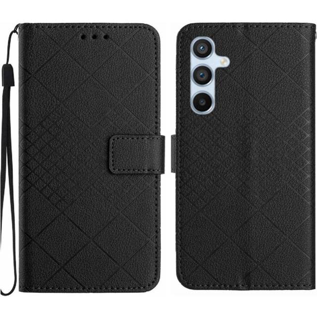 (Black) Flip Case for Samsung Galaxy A26 5g Flip Folio Book Kickstand Protective Leather Wallet Stitching Color with Card Slot Stand