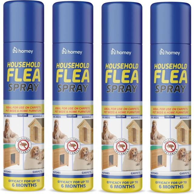 Flea Killer Spray 4 x 200ml Aerosol Animal Flea Dog Cat Protection