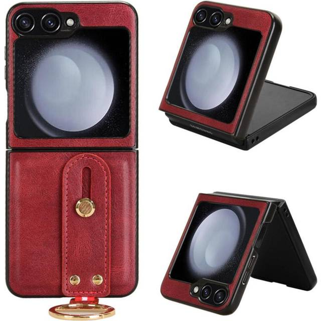 (Red) Premium Leather Case For Samsung Galaxy Z Flip6