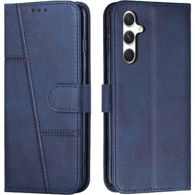 (Blue) Flip Case for Samsung Galaxy A56 5g Pu Leather Side Buckle Full Protection Card Insertion Kickstand