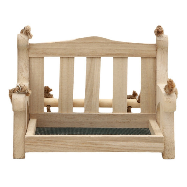 Outdoor Wooden Bird Feeder Automatic Hanging Chair Balcony Villa Garden Hummingbird