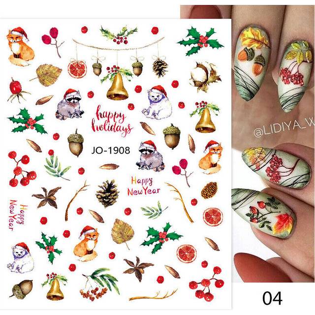 Nail Art 3D Decals Stickers Christmas Halloween Skull DIY Decoration Manicure