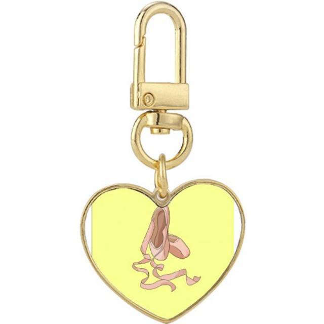 Dance Pointe Shoes Perforng Garment Gold Heart Keychain Metal Keyring Holder