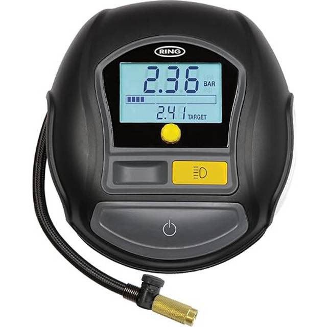 Ring Automotive RTC1000 12V rapid tyre inflator air compressor car pump preset digital pressure gauge memory function 2 min inflation LED light