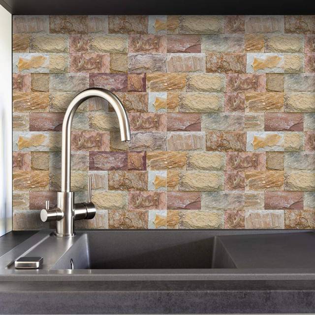 Bricks Effect Wall Sticker for TV Walls/Sofa Background Bedroom Kitchen Bathroom Wall Decor,Tile Transfers Sticker for Home Decor, Peel & Stick