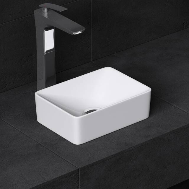 Durovin Bathrooms Cloakroom Ceramic Bathroom Basin - Countertop Sink Compact Vessel Sink - Rectangular (300 x 215 x 95mm)