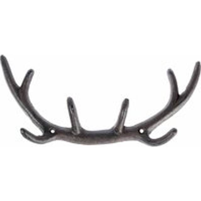 Homescapes Deer Antler Cast Iron Coat Hook, 8 Hooks - Brown