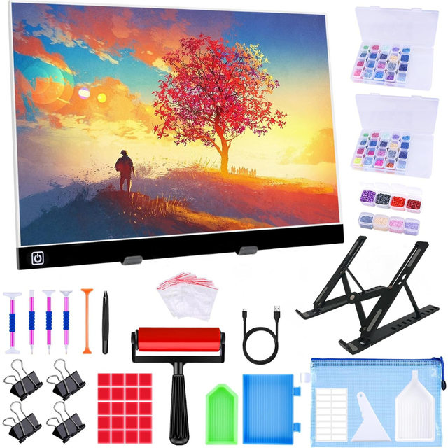 A3 LED Light Pad for Diamond Painting,Ratukall Diamond Art Light Board Kit,Portable Light Box for Tracing with 5D Painting Tools Set for Full Drill
