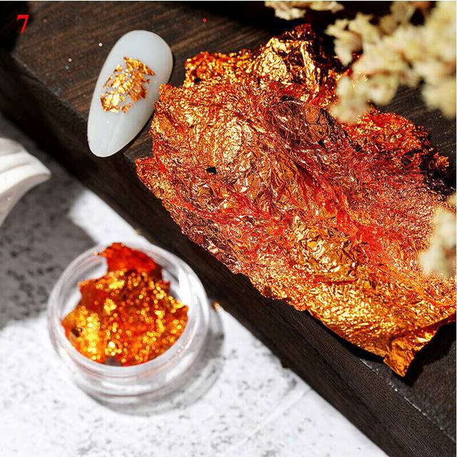 Nail Foil Paper Holographic Flakes Nail Art Sticker 3D Manicure Decoration Gold