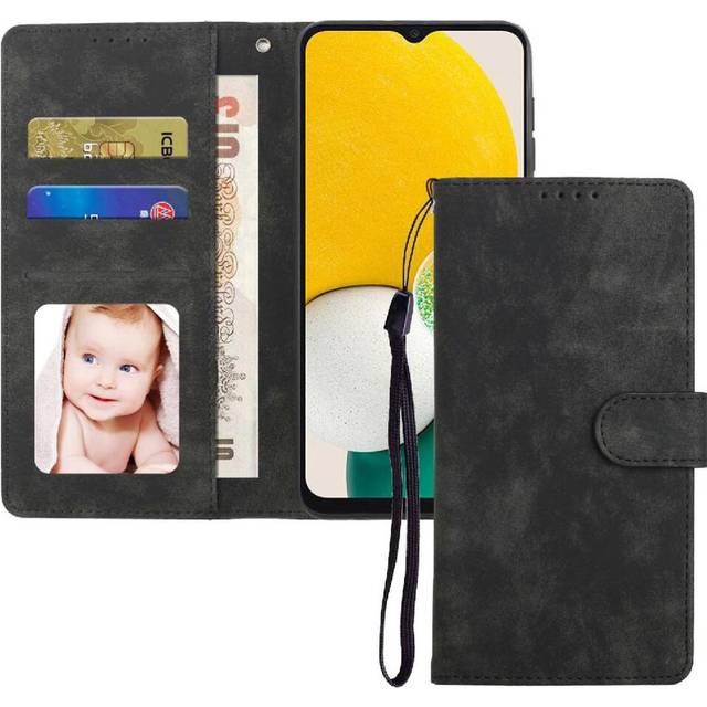 (Black) Flip Case for Samsung Galaxy A14 5g Premium Shockproof Wallet Flip