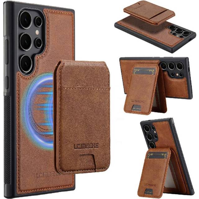 (Brown) Compatible with Samsung Galaxy S24 Ultra 5g Case Slot Photo Frame 2 In 1 Detachable Wallet Case Rfid Shielding