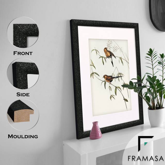 (Black Frame White Mount, A3 Pic (A2 Frame)) Black Stardust Glitter Sparkle Picture Frames Photo Frames Poster Frame With Multicolored Mounts