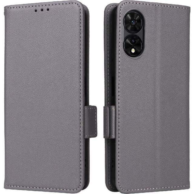 (Gray ) Case for Tcl 505 Card Slots Holder Magnetic Pu Leather Side Buckle Wallet