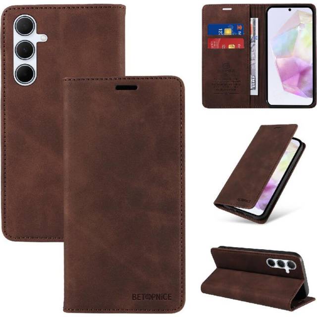 (Brown) Case for Samsung Galaxy A36 5g Pu Leather Protective Magnetic Folio Wallet
