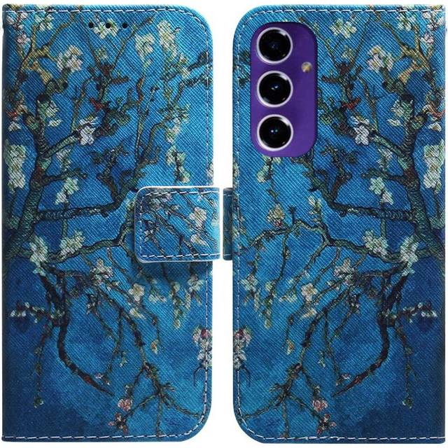 (ohter) Flip Case Compatible with Samsung Galaxy S24 Fe Card Slots Pu Leather Wallet Painted Magnetic Closure