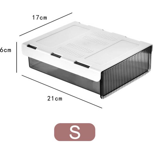 (S-black) High Capacity Self-adhesive Pencil Tray Under Desk Drawer Storage Box