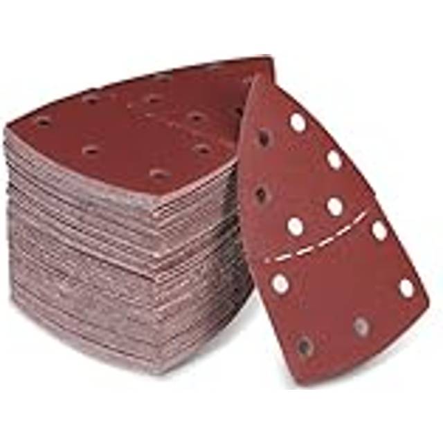 100-Piece Sanding Sheets | Hook and Loop Mouse Sander Pads with 40/80/120/180 Grits | 10x15cm Sandpaper with 11 Dust Extraction Holes | Compatible