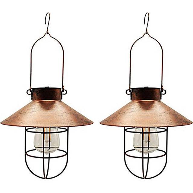 Solar Lantern Hanging Lights with Shepherds Hook, for Yard, 2 Pack