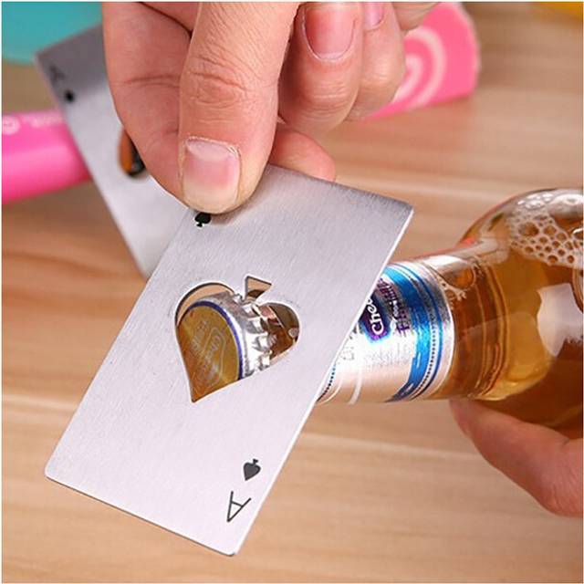Silver Poker Card Bottle Opener Spades Beer Bar Tool Personalized Stainless Steel Bottle Opener