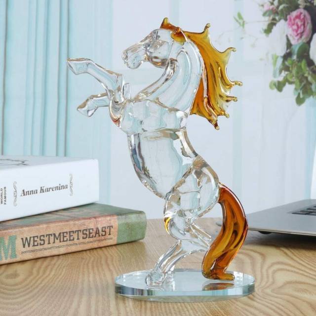 Crystal Glass Horse Figurine Collection Horse Animal Paperweight Table Ornament Decor Kids Birthday Gifts Home Wedding Decor (Horse)