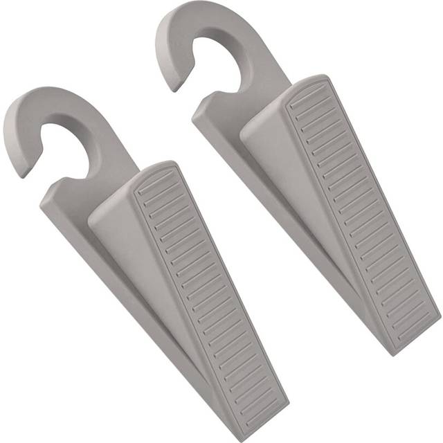 Rubber Door Stop Wedge Door Stopper - Heavy Duty Hook Type Doorstops Bottom Floor Door Jam, Gray