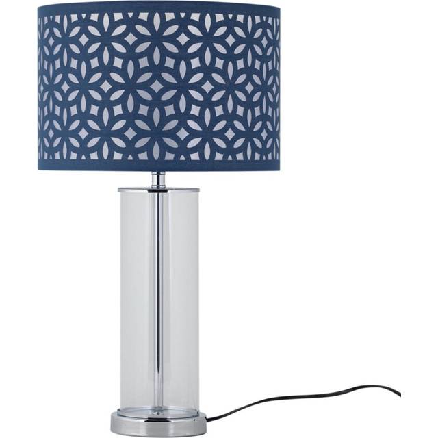 Aura - Chrome Table Lamp with Navy Blue Cut Out Shade