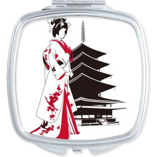 Japan Japanese Style Kimono Girl Mirror Portable Compact Pocket Makeup Double Sided Glass