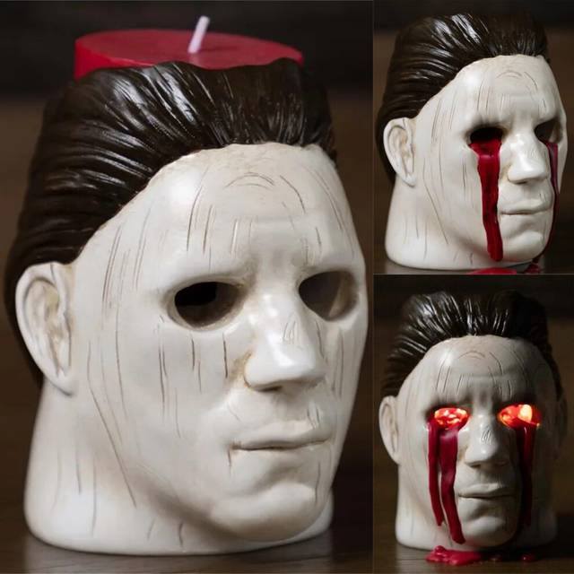 Artistic Michael Candle Holder Unique Resin Design Perfect For Halloween And Gift Giving Occasions