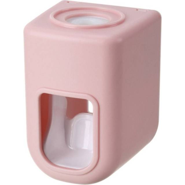 Lazy Toothpaste Squeezer Wall Mount Toothbrush Holder Toothpaste Dispenser-Pink