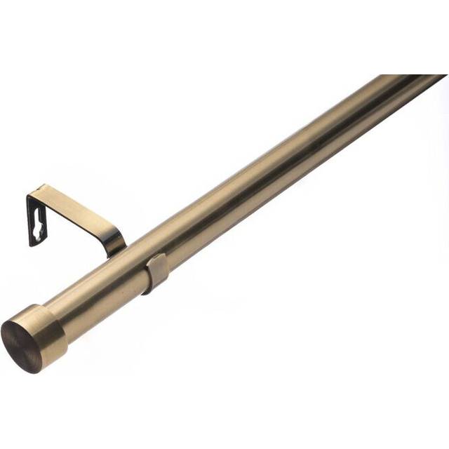 (210 - 400 cm, Antique Brass (Stopper Finial)) Lister Cartwright 28mm Antique Brass Adjustable Telescopic Extendable Metal Curtain Pole Set with Finia